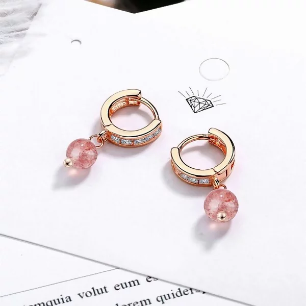 晶鑽莓晶珠×耳扣