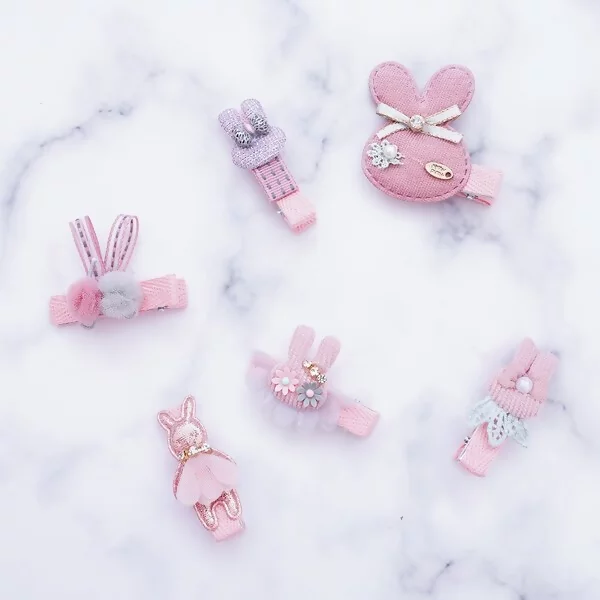 粉紅小兔×六套件髮夾組