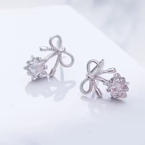 925銀針×星鑽蝴蝶領結×耳針