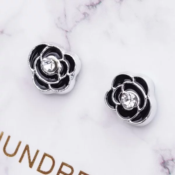 黑晶玫瑰花×磁吸耳夾/口罩裝飾小物