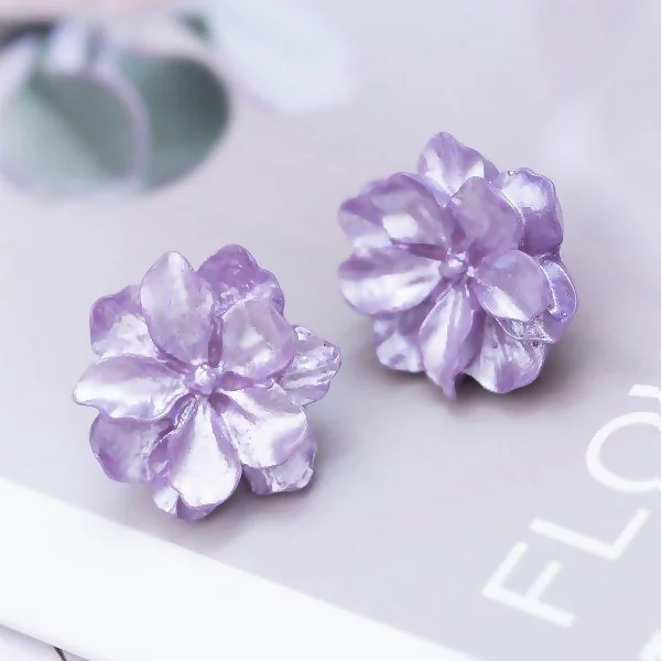 貝殼紫花×吊墜耳環