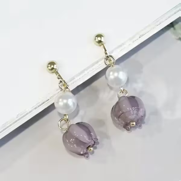 紫花琉璃晶×螺旋耳夾
