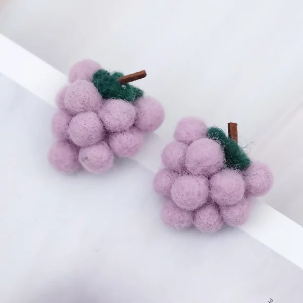 紫葡萄小毛球×耳環