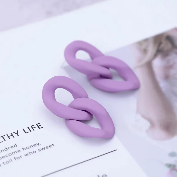 紫色鍊條相扣×吊墜耳環
