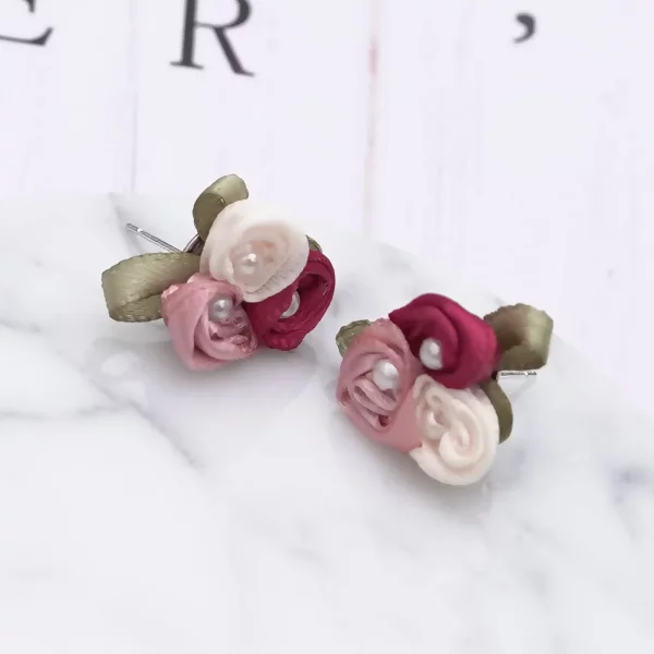 嬌豔玫瑰花朵×耳環
