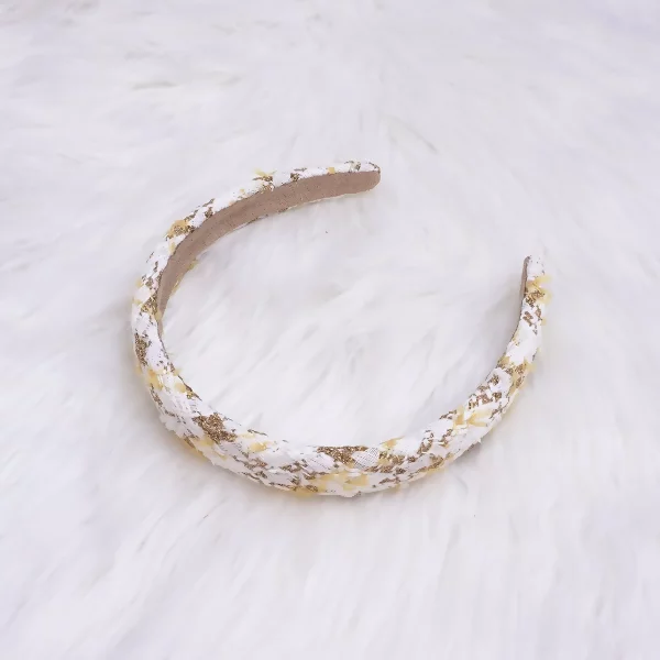 毛呢金蔥黃格紋×髮箍