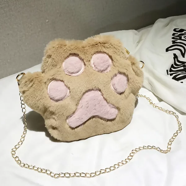 貓咪萌掌絨毛×金屬鍊條×棕咖