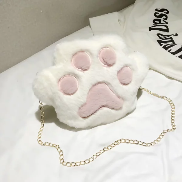 貓咪萌掌絨毛×金屬鍊條×白色
