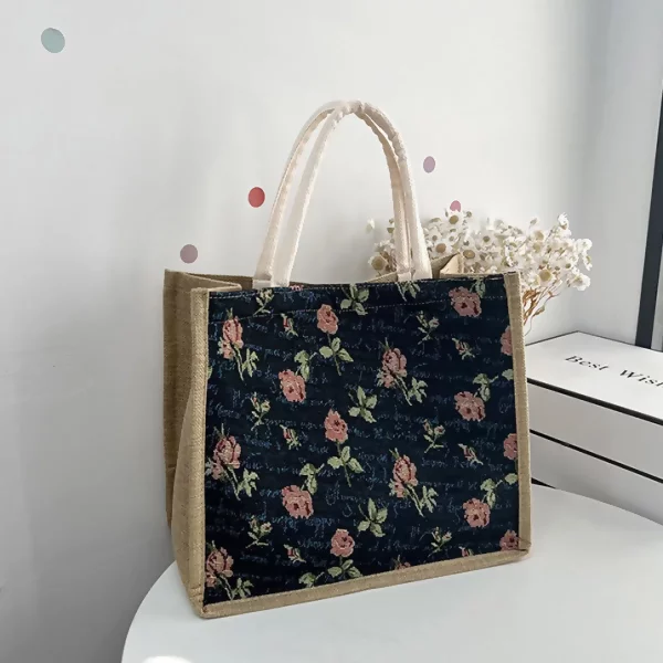玫瑰花深藍底×手提袋