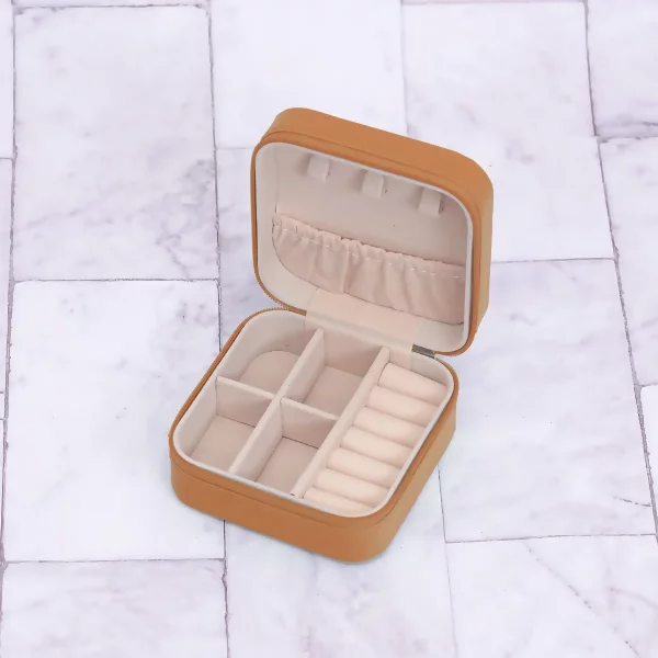 細紋皮革×拉鍊飾品盒×咖啡