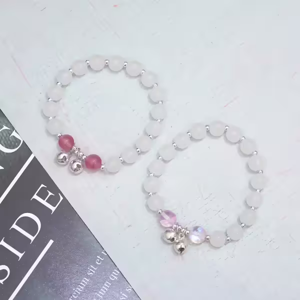 冰透感水晶鈴鐺×固定式串珠手鍊×共二色