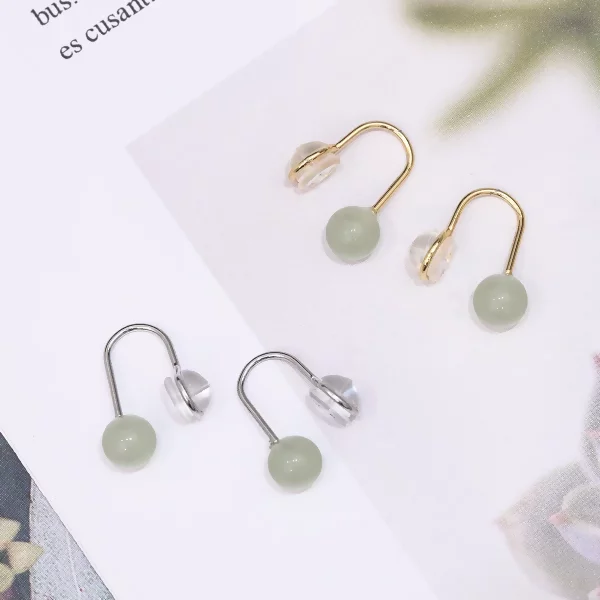 單顆綠珠×U型耳夾×共二色