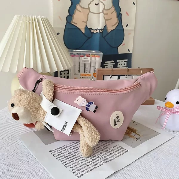 幸運小熊×斜背腰包×粉紅