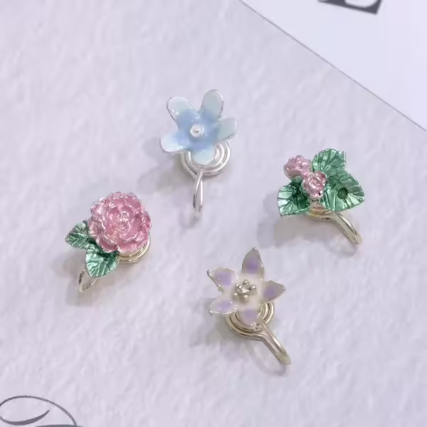花卉庄園×蚊香盤單邊四套件U型耳夾