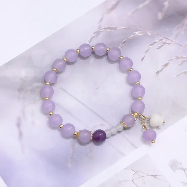紫晶琉璃鬱金香×固定式串珠手鍊