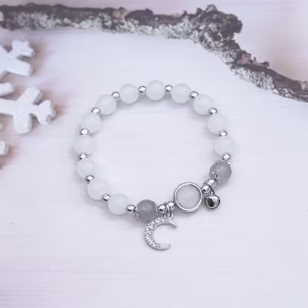 灰月光貓眼石×固定式串珠手鍊