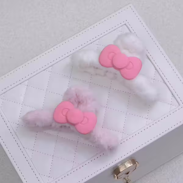 卡通蝴蝶結絨毛×鯊魚夾×共二色