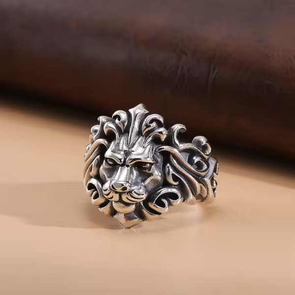 美式×復古×獅王頭×開口戒指