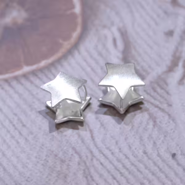 立體拉絲星星×耳扣