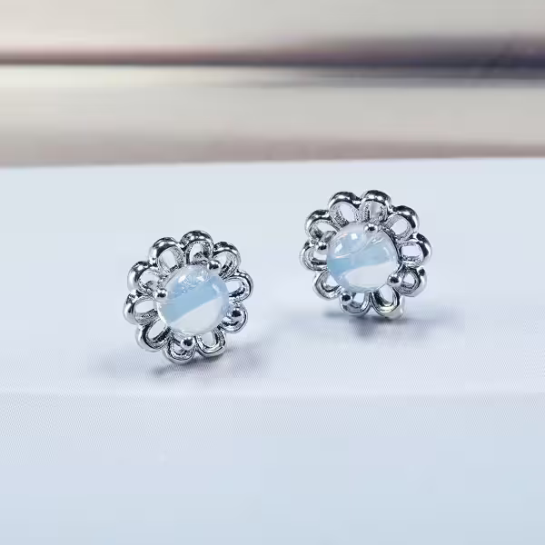蛋白貓眼石小花×吊墜耳環