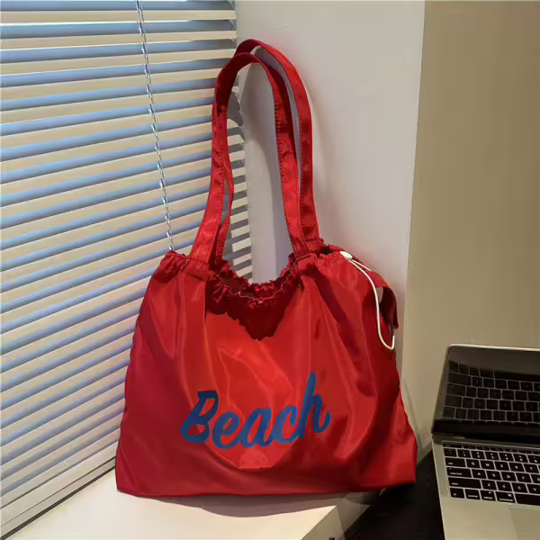 尼龍字母沙灘包×肩背包×紅色