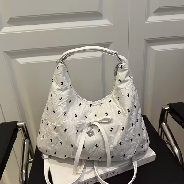 甜心蝴蝶結抓皺感×變形後背包×白色