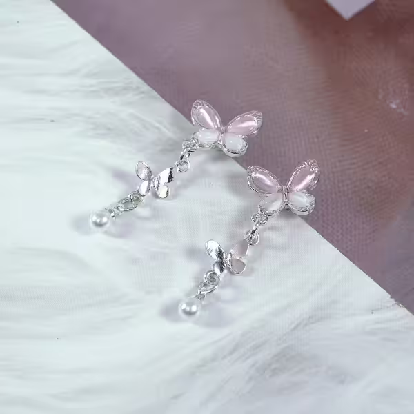 靈動粉蝶×吊墜耳環