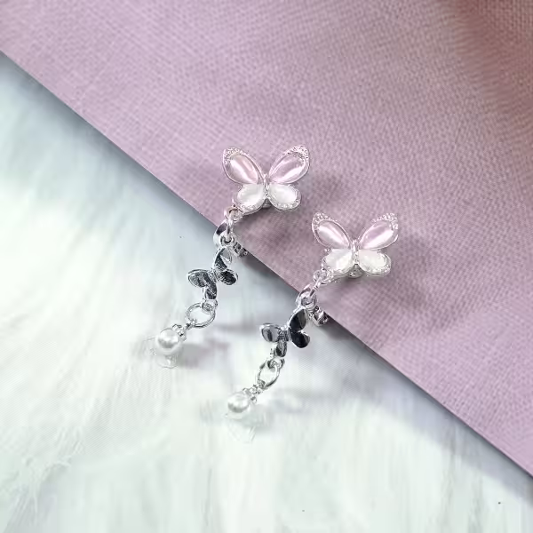 靈動粉蝶×三角耳夾