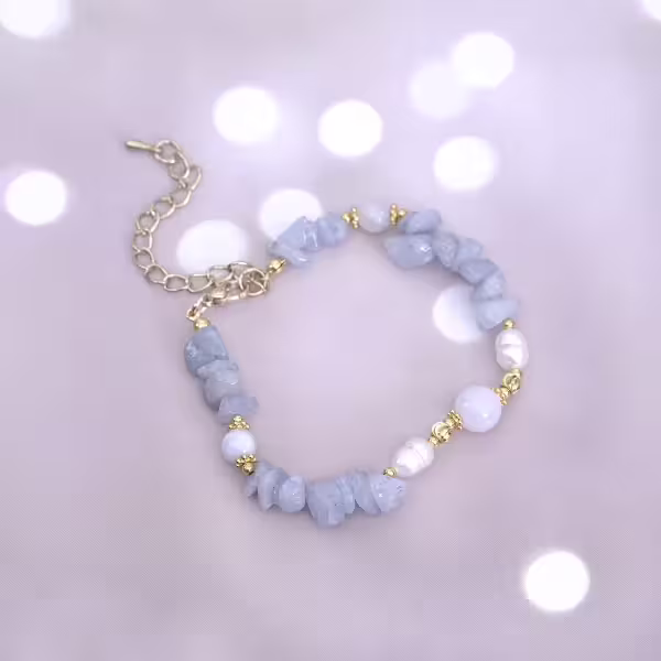 清新海藍寶珍珠×手鍊