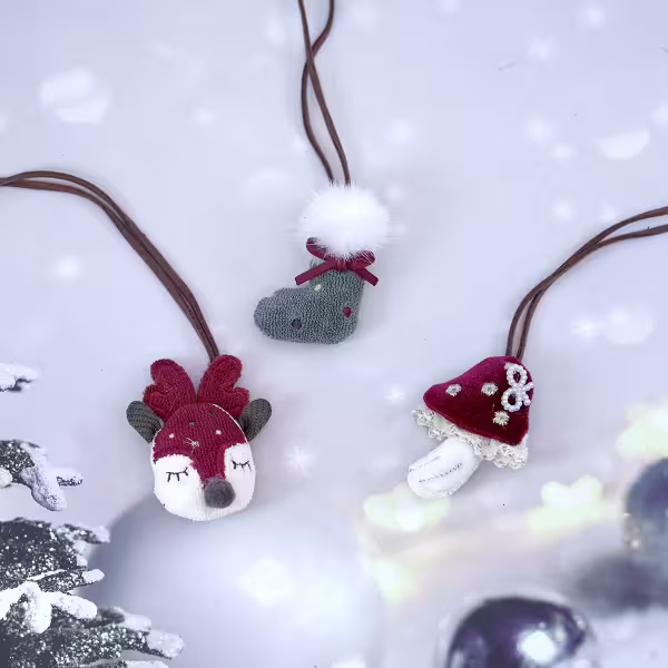布藝聖誕小物×麂皮繩×長項鍊×共三色