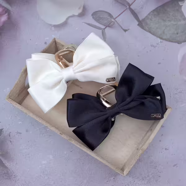 雙面緞帶蝴蝶結×鯊魚夾×共二色