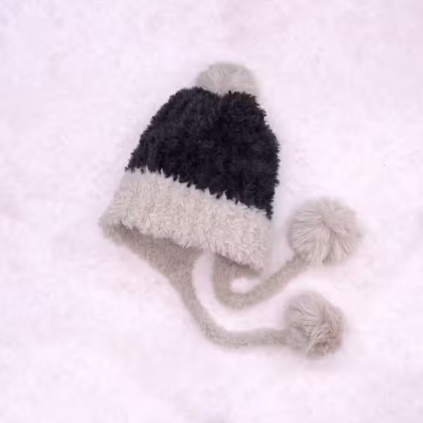 毛球拼色仿貂毛×毛帽×黑色