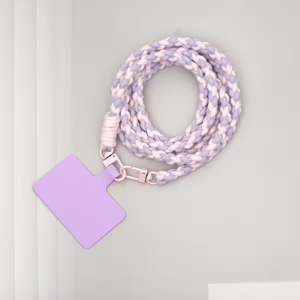 細繩雙色小麻花&times;手機斜背雙勾掛繩&times;紫+粉
