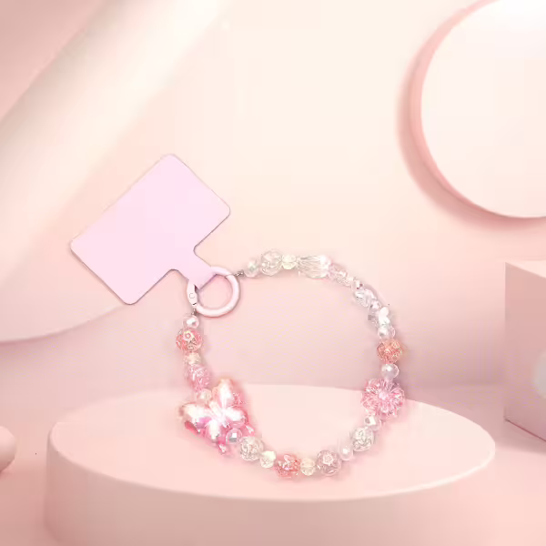 炫彩漸變蝴蝶&times;手機腕帶掛繩&times;粉紅