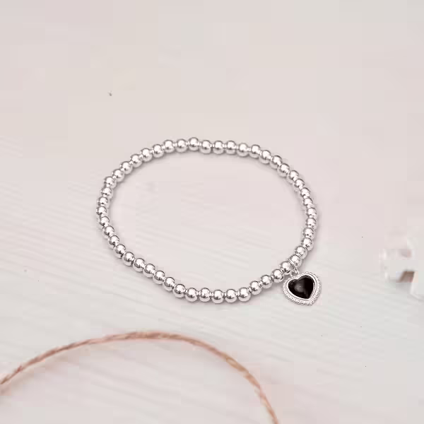 925銀飾&times;極簡黑愛心&times;串珠手環