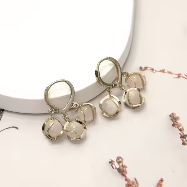 三顆貓眼珠&times;吊墜耳扣