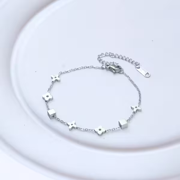 316鋼飾&times;老花方塊&times;手鍊&times;銀色