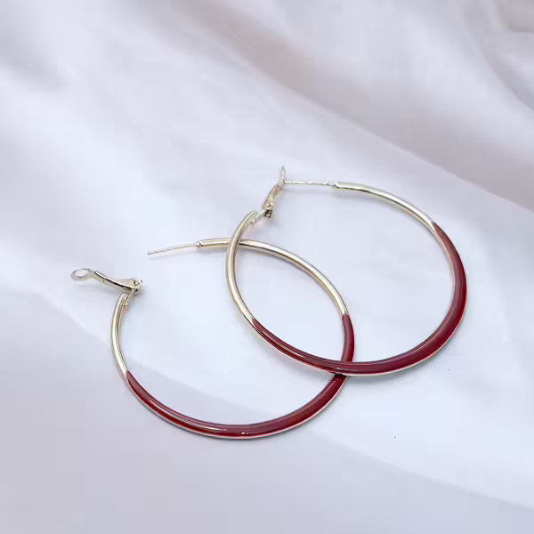 金屬大紅圈&times;吊墜耳扣