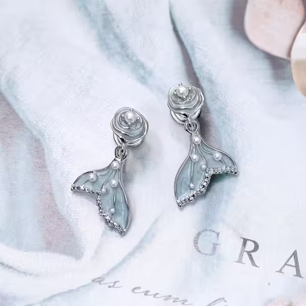 玫瑰人魚&times;蚊香盤U型耳夾