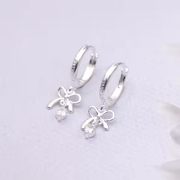 925銀針&times;蝴蝶結垂鑽&times;耳扣