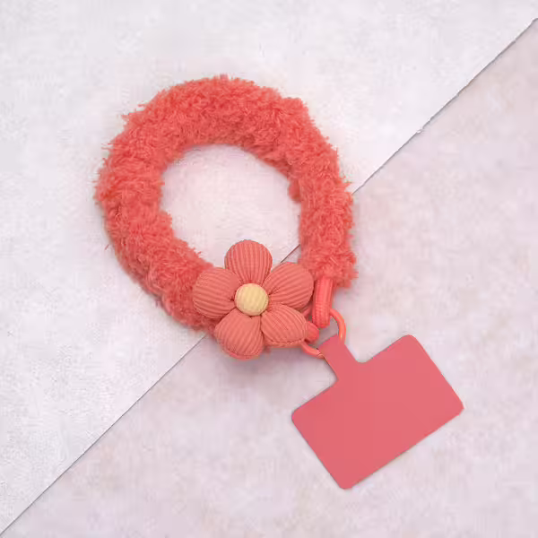 毛毛蟲小花朵&times;手機腕帶掛繩&times;橘色