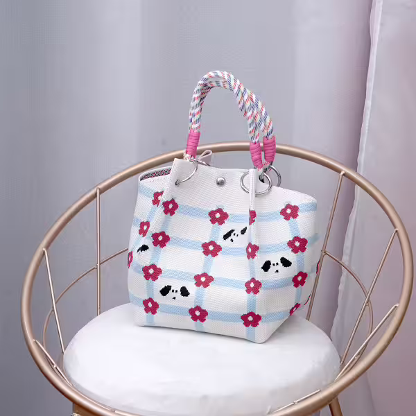紅花小狗&times;針織手提袋
