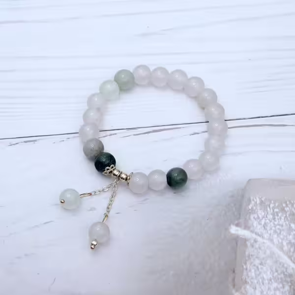 蒼鬱綠白&times;固定式串珠手鍊