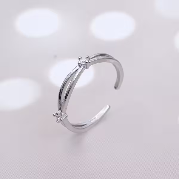 925銀飾&times;晶鑽交織&times;開口戒指