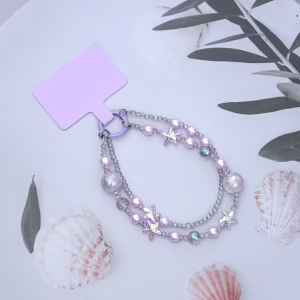 雙層魔幻海星明珠&times;手機腕帶掛繩&times;紫色