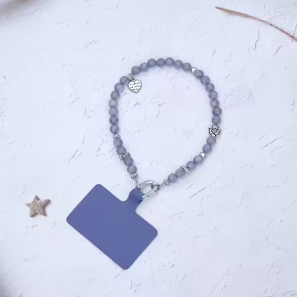 海藍琉璃玫瑰愛心&times;手機腕帶掛繩