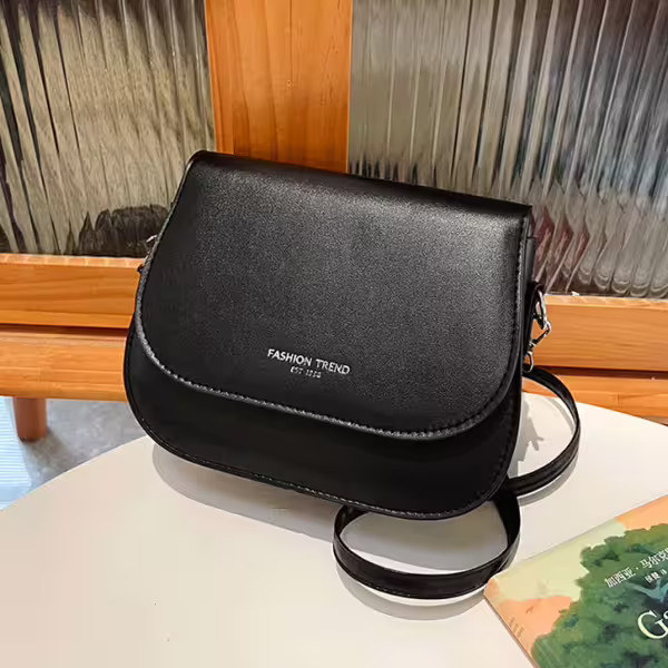 時尚掀蓋馬鞍包&times;斜背包&times;黑色