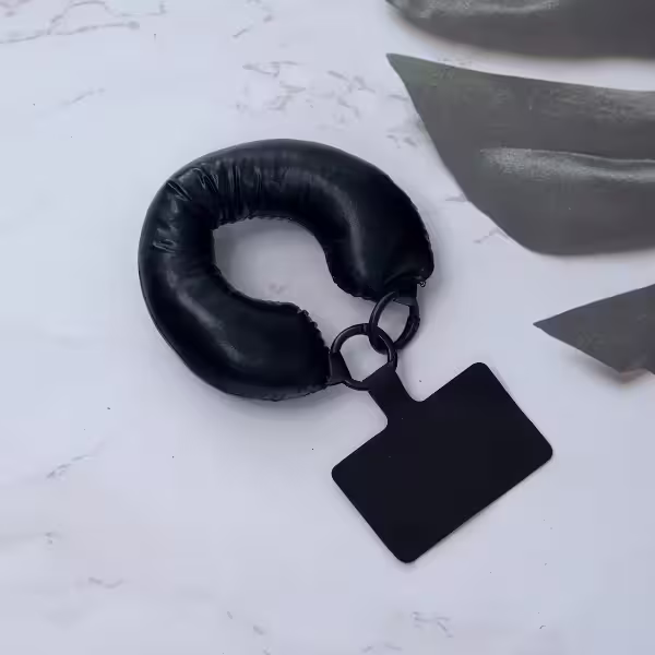 漆面太空棉&times;手機手提吊飾掛繩&times;黑色