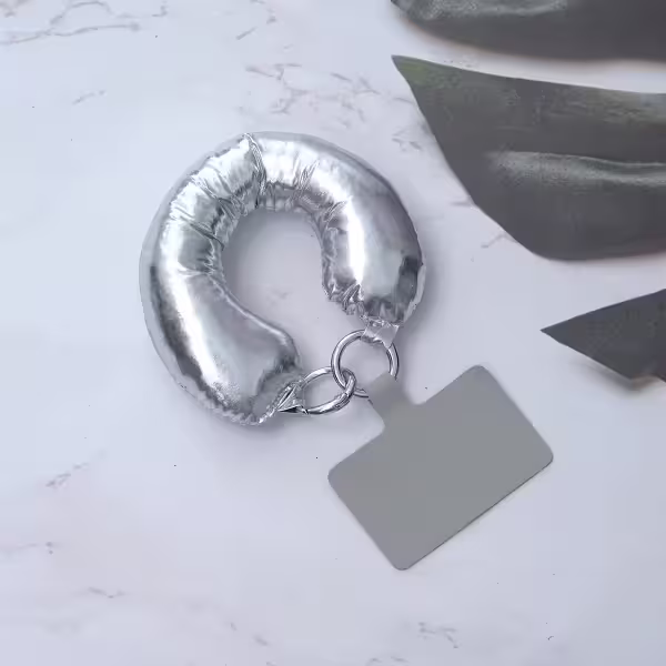 漆面太空棉&times;手機手提吊飾掛繩&times;銀色