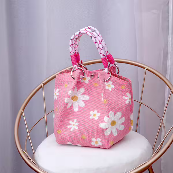 粉紅小雛菊&times;針織手提袋